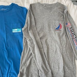 Two men’s small long sleeve vineyard vines tshirts